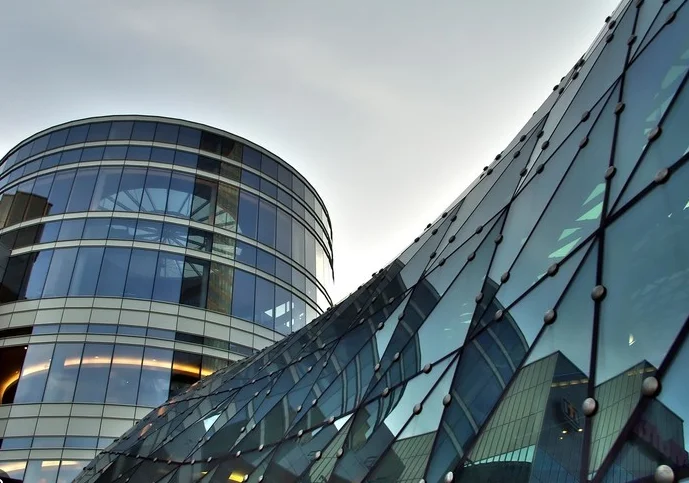 Glass facade illustrating architectural applications of coatings
